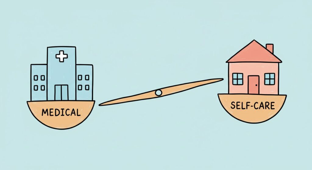 医療機関での専門治療とセルフケアの比較